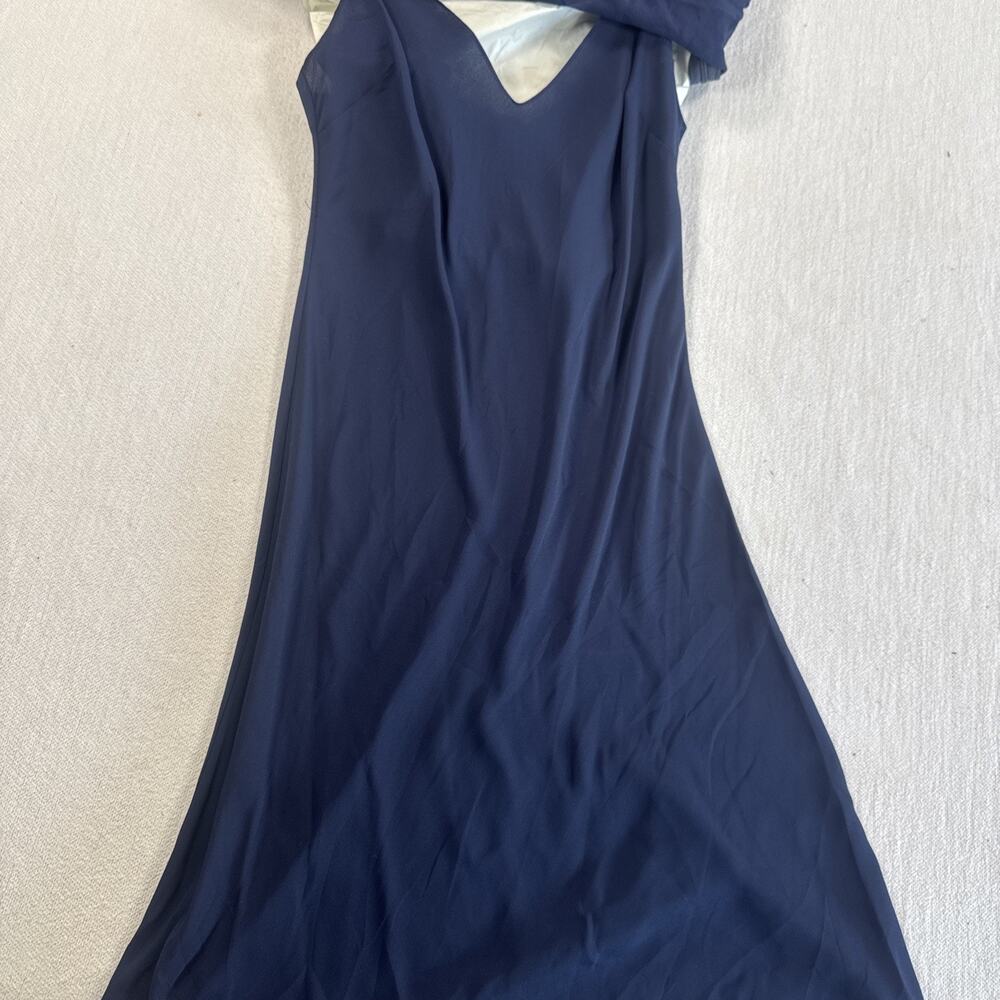 Polo Ralph Lauren Silk Dress Womens 6 Navy Dress With Overlay NWT MSRP$598 - Picture 9 of 16